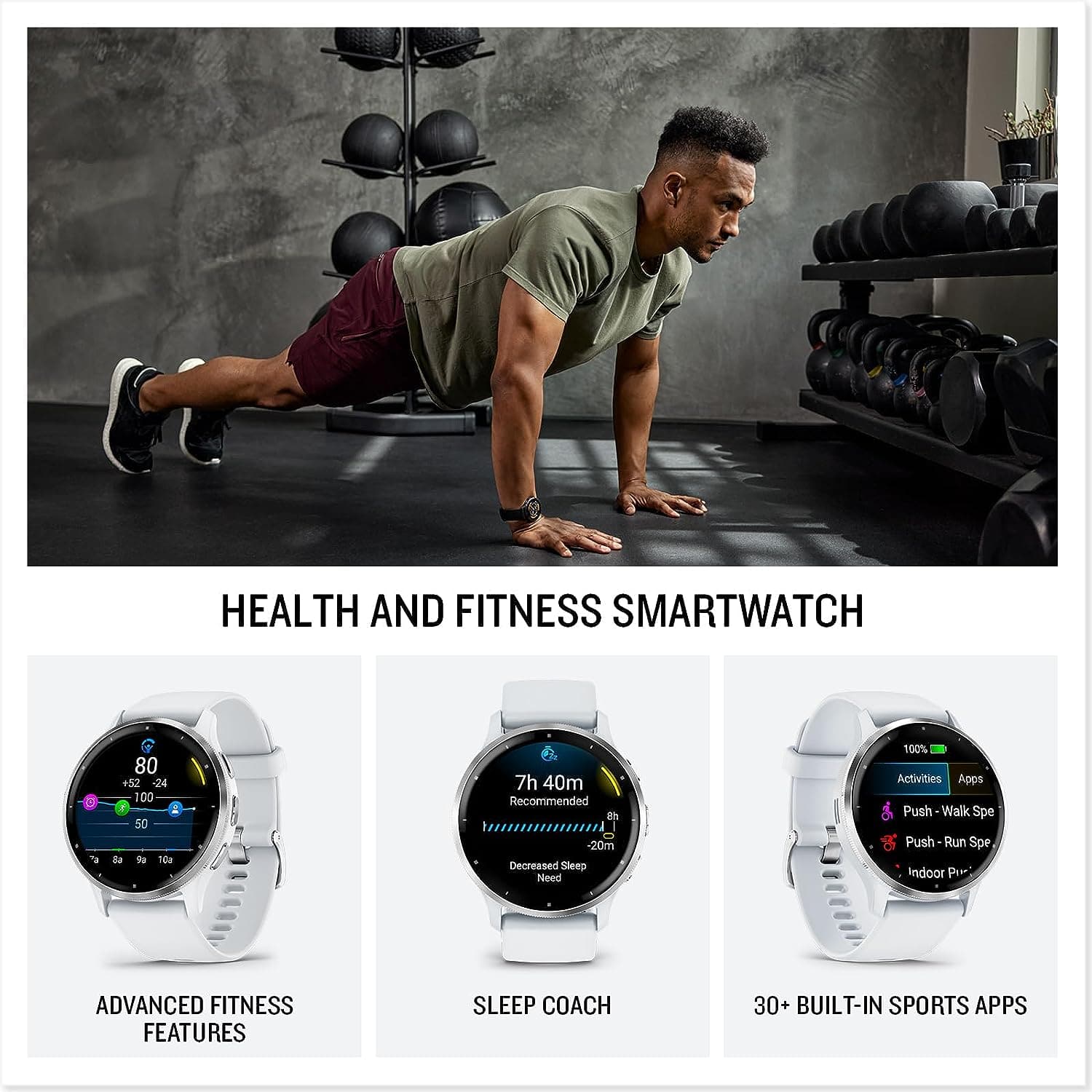 Garmin Venu 3S, AMOLED GPS smaller sized Smartwatch, All-day Advanced Health and Fitness Features, Voice Functionality, Music Storage, Wellness Smartwatch with up to 10 days battery life, Ivory