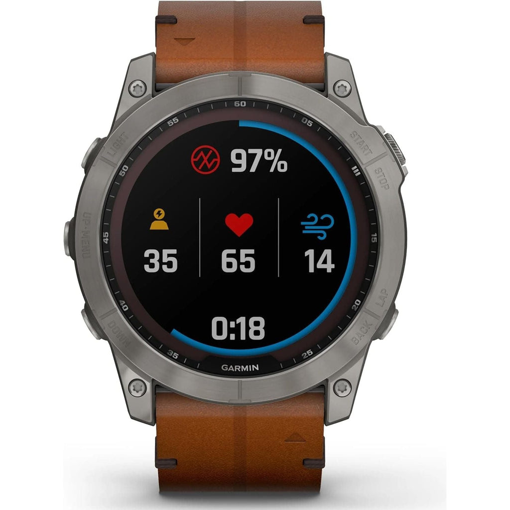Garmin Fenix® 7X Sapphire Solar Edition Titanium with Chestnut Graphite Band Smartwatch