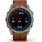 Garmin Fenix® 7X Sapphire Solar Edition Titanium with Chestnut Graphite Band Smartwatch