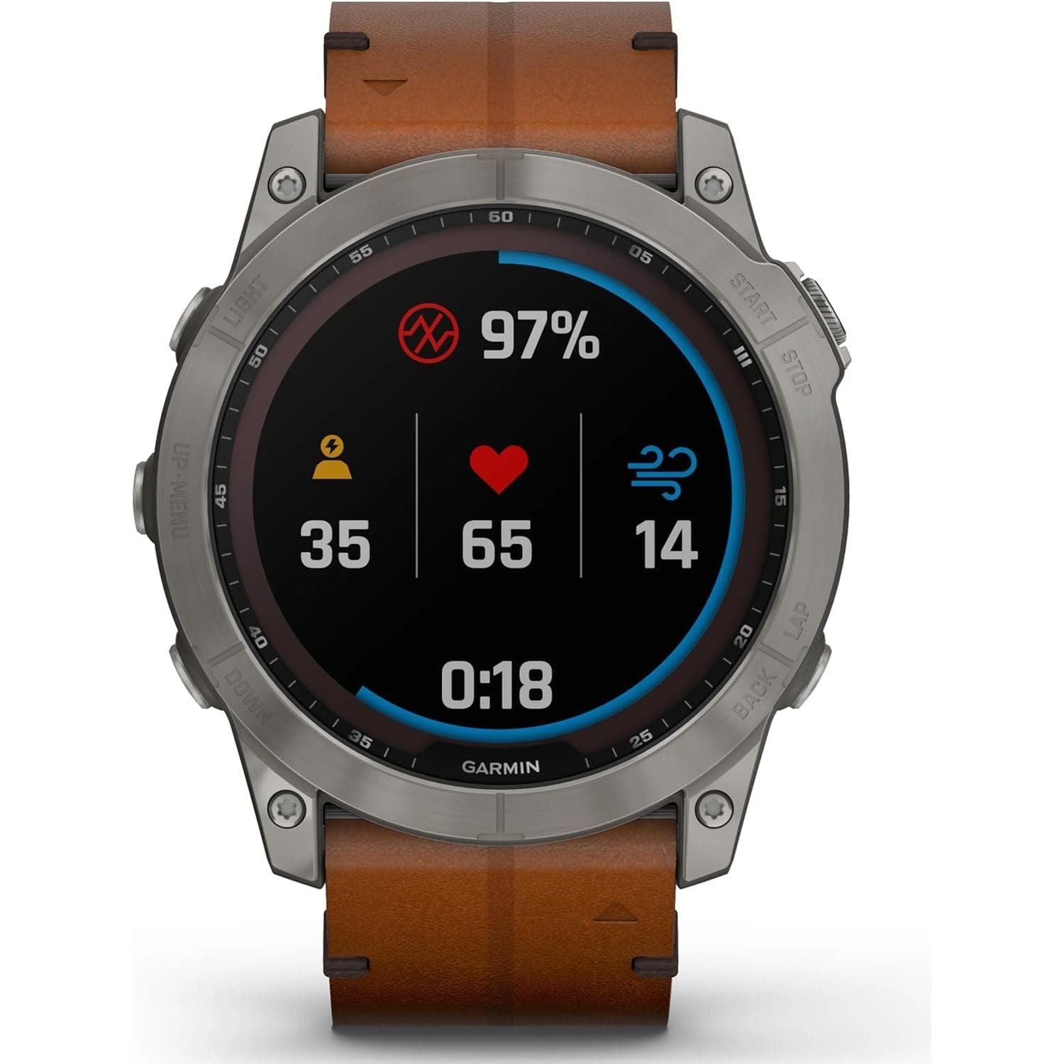 Garmin Fenix® 7X Sapphire Solar Edition Titanium with Chestnut Graphite Band Smartwatch