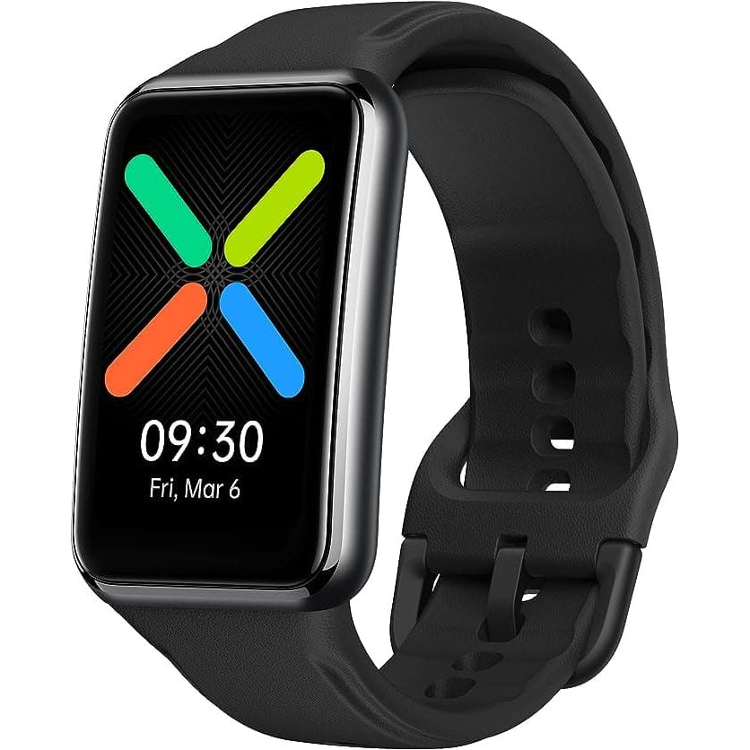 OPPO Watch Free – Smart Watch, AMOLED Curved Screen, 32g, Bluetooth 5.0, 5ATM Resistance, 230 mAh Battery, Fast Charge - Black