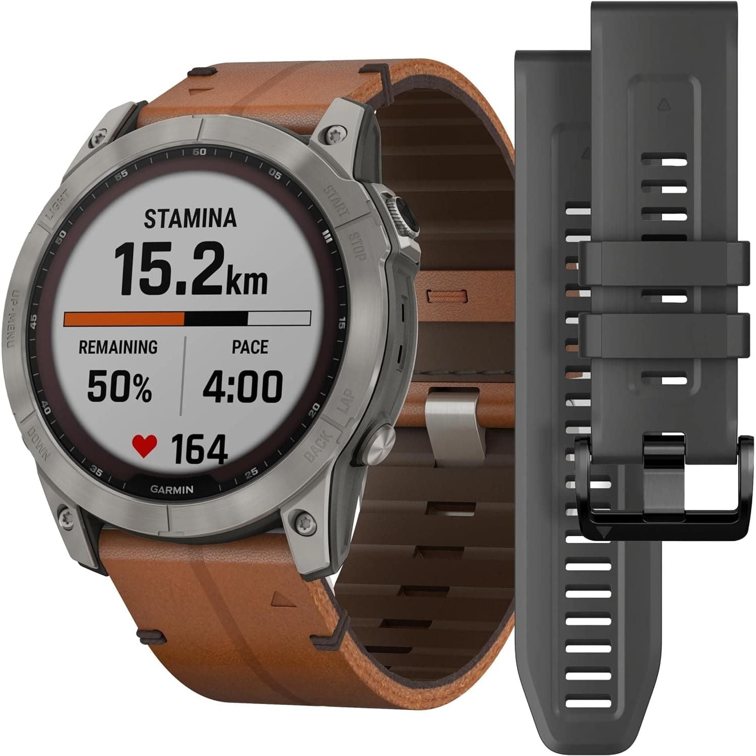 Garmin Fenix® 7X Sapphire Solar Edition Titanium with Chestnut Graphite Band Smartwatch