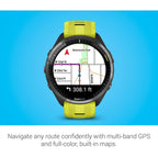Garmin Forerunner 965 – Carbon Grey Titanium Bezel, Black Case, Amp Yellow/Black Silicone Band