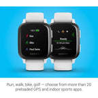 Garmin Venu Sq Music Amazon Exclusive GPS Smartwatch with All-day Health Monitoring and Fitness Features, Built-in Sports Apps and More, White with Slate Bezel