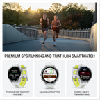 Garmin Forerunner 970 – Premium GPS Running & Triathlon Smartwatch with AMOLED Display, Built-in LED Flashlight, Titanium Case, Whitestone/Translucent Amp Yellow Band