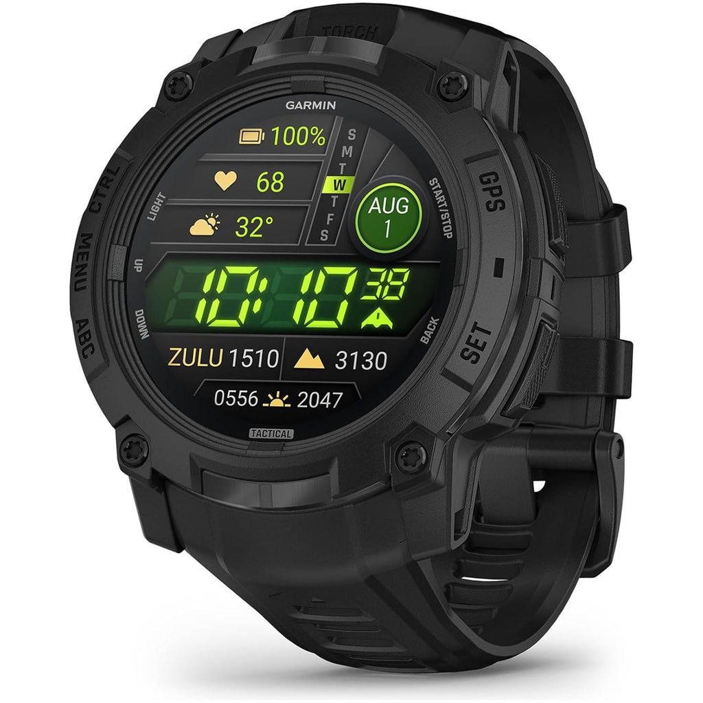 Garmin Instinct 3 Tactical Edition – 50mm AMOLED Rugged GPS Smartwatch, Built-in Sports Apps, Health Monitoring, LED Flashlight, Shock Resistant, 10ATM, Up to 24 Days Battery Life – Black