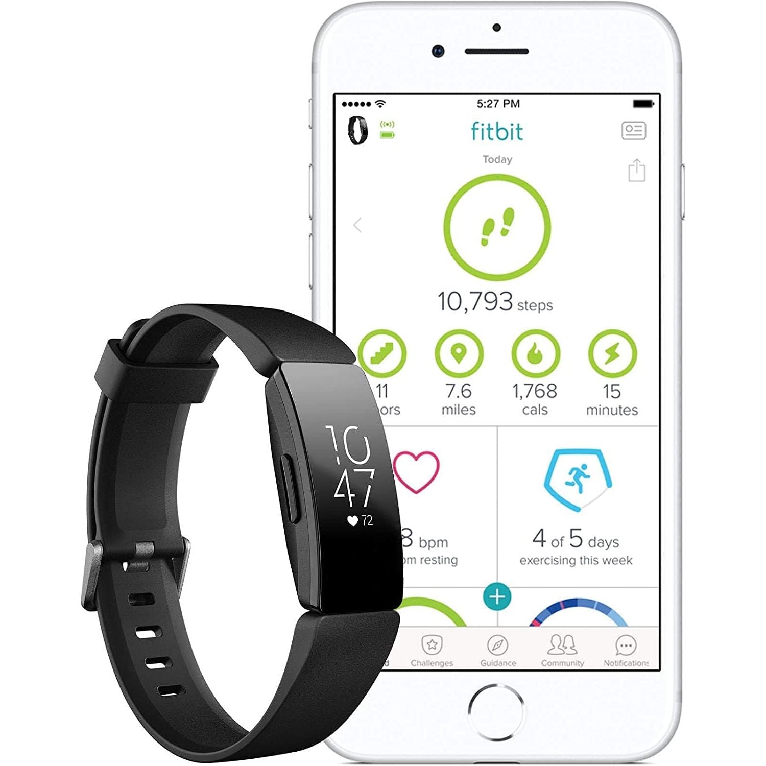 Fitbit Inspire HR Health & Fitness Tracker with Auto-Exercise Recognition, 5 Day Battery, Sleep & Swim Tracking, Black