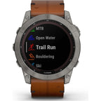 Garmin Fenix® 7X Sapphire Solar Edition Titanium with Chestnut Graphite Band Smartwatch