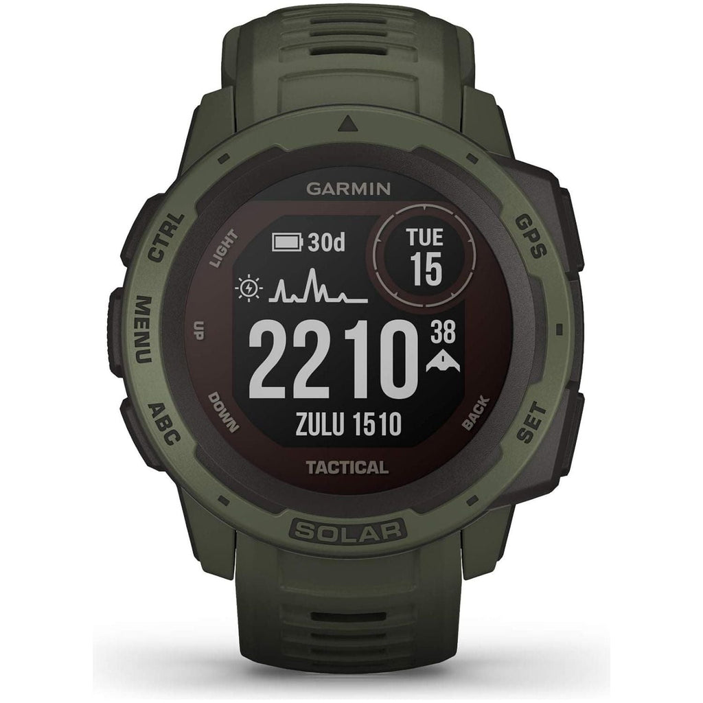 Garmin Instinct Solar Tactical, Solar-powered Rugged Outdoor Smartwatch with Tactical Features, Built-in Sports Apps and Health Monitoring - Moss Green
