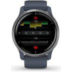 Garmin Venu 2 GPS smartwatch with all-day health monitoring, Silver Bezel with Granite Blue Case and Silicone Band