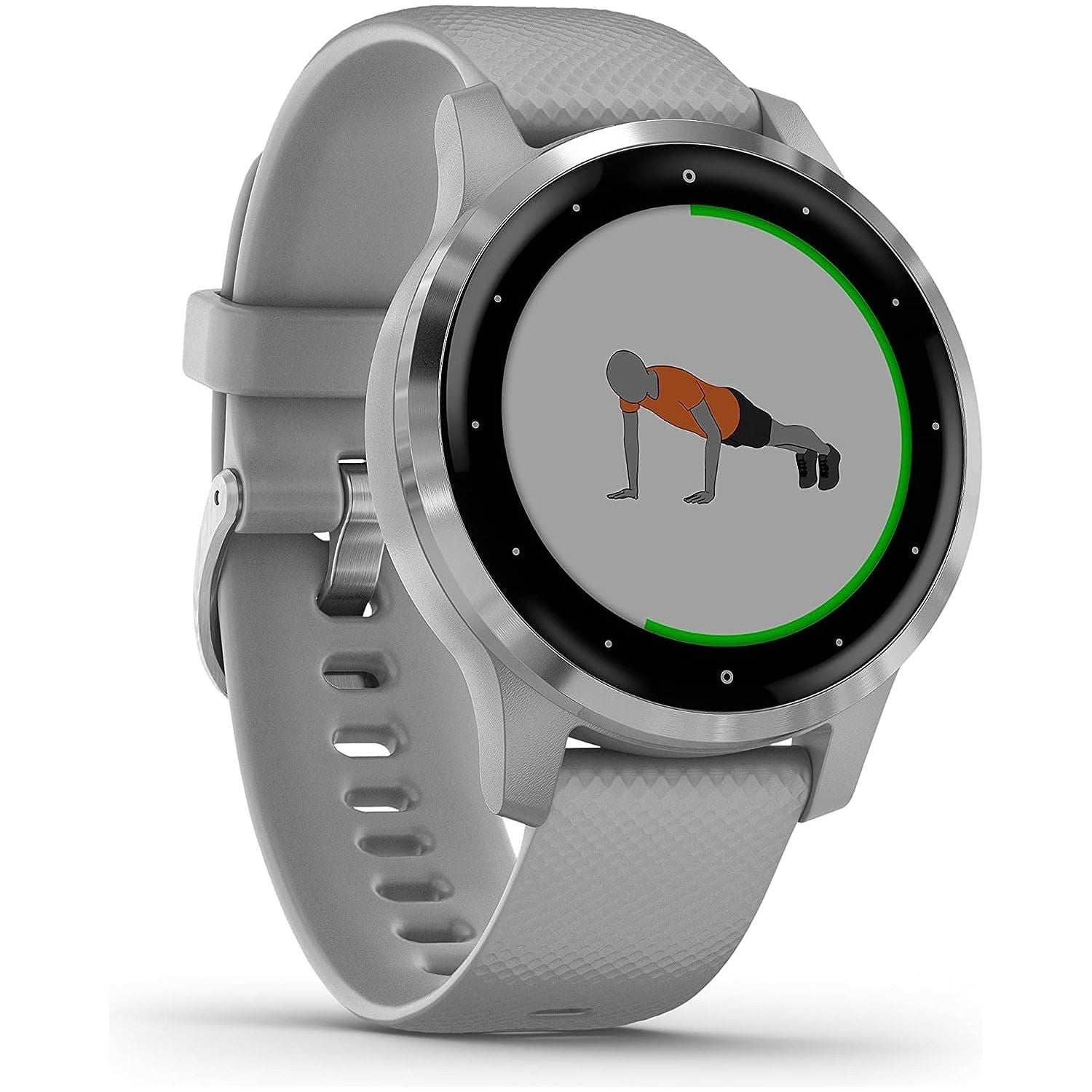 Garmin Vívoactive 4S, Smaller-Sized GPS Smartwatch, Features Music, Body Energy Monitoring, Animated Workouts, Pulse Ox Sensors and More, Powder Gray/Silver