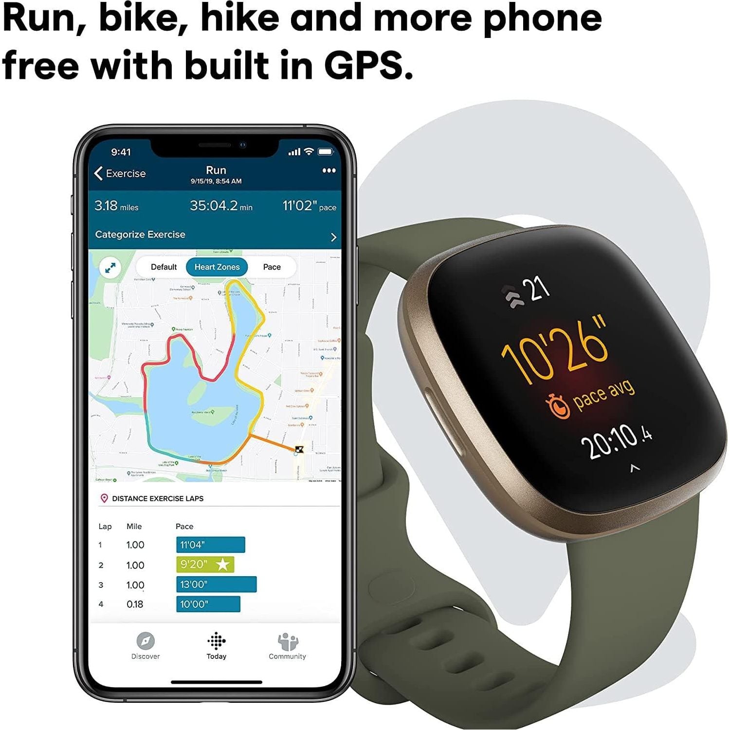 Fitbit Versa 3 - Soft Gold Aluminium/Olive