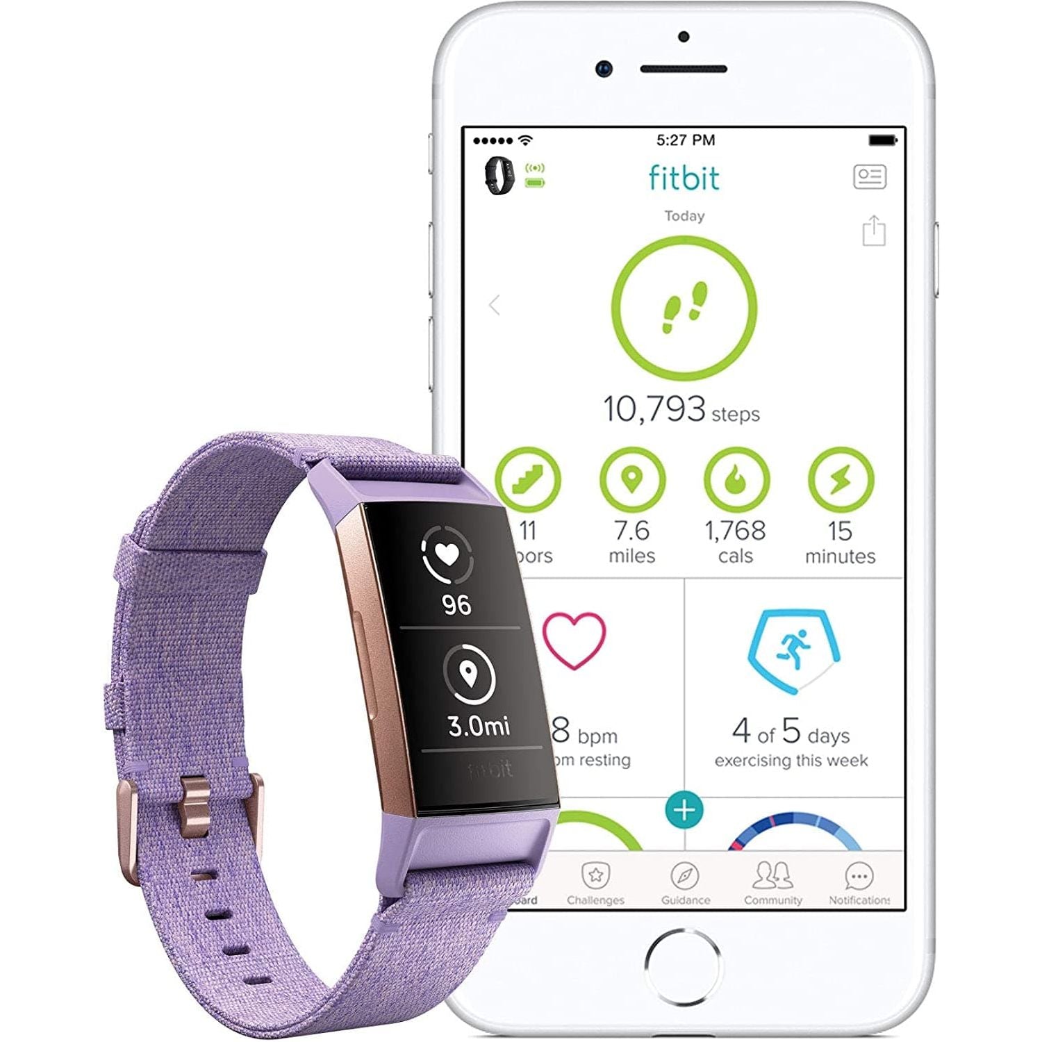 Fitbit Charge 3 NFC Special Edition Advanced Fitness Tracker with Heart Rate, Swim Tracking & 7 Day Battery - Rose-Gold/Lavender, One Size