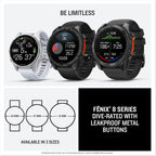 Garmin fēnix 8 Premium Multisport GPS Smartwatch – 43mm AMOLED, Whitestone – 10-Day Battery, Built-in LED Flashlight