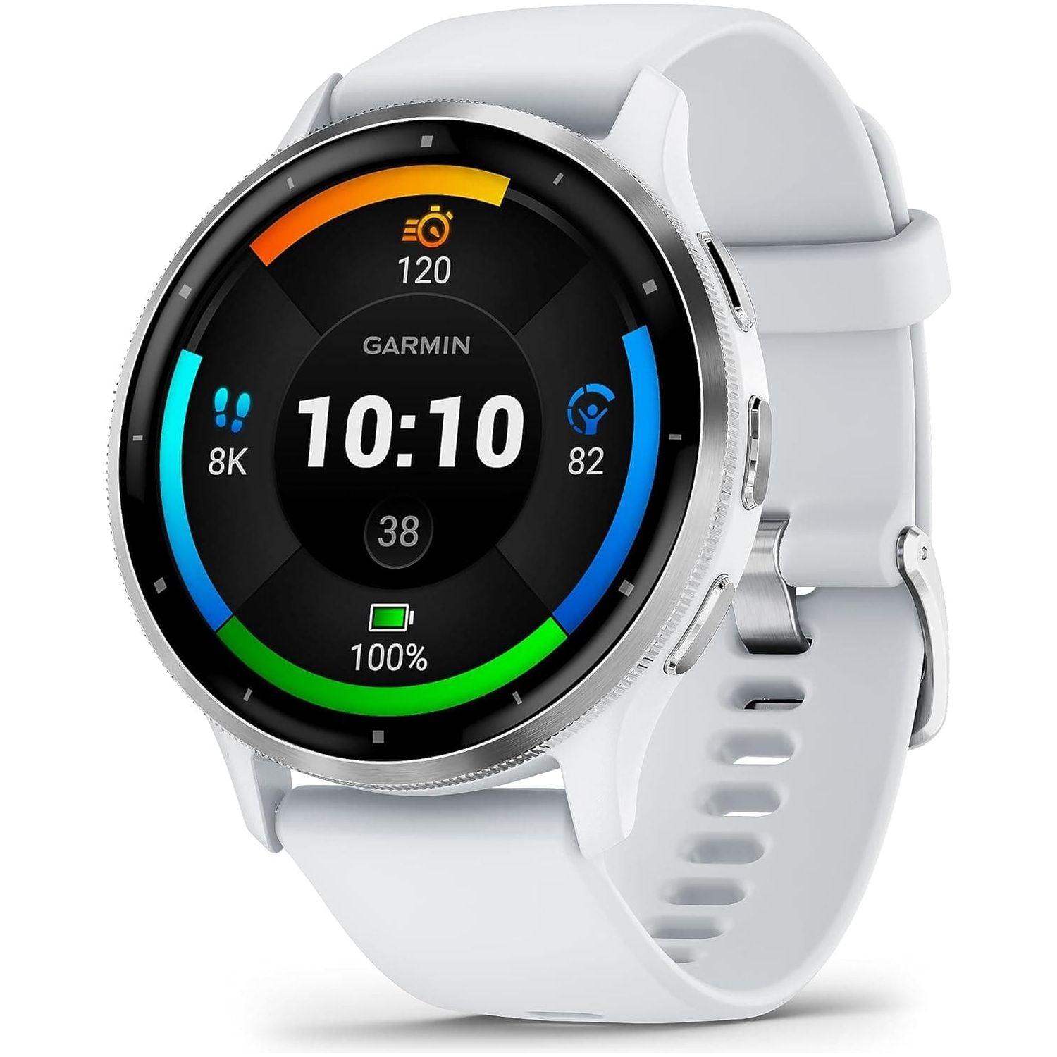 Garmin Venu 3, AMOLED GPS Smartwatch with All-day Advanced Health and Fitness Features, Voice Functionality, Music Storage, Wellness Smartwatch with up to 14 days battery life, Whitestone