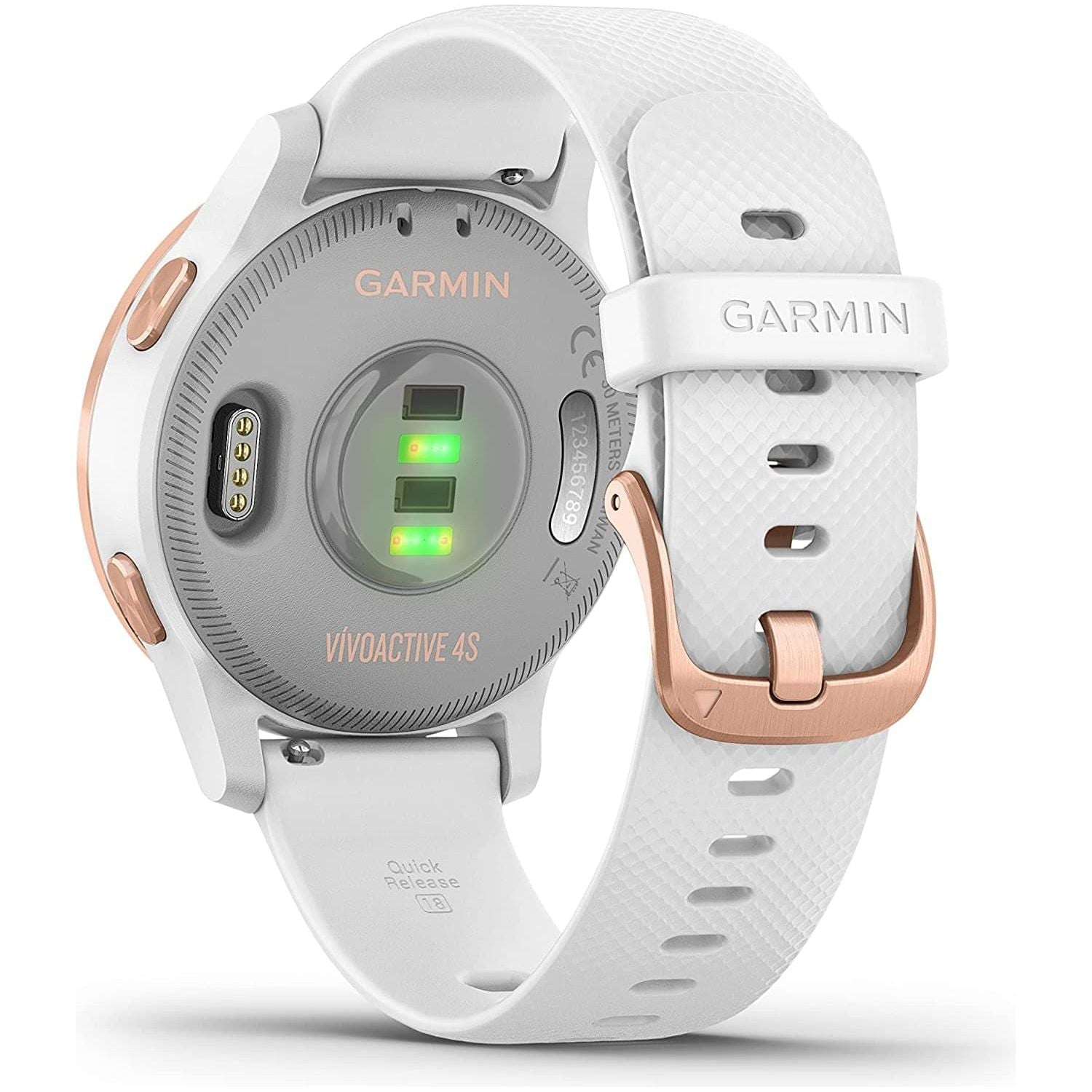 Garmin Vívoactive 4S, Smaller-Sized GPS Smartwatch, Features Music, Body Energy Monitoring, Animated Workouts, Pulse Ox Sensors and MORE, White/Rose Gold