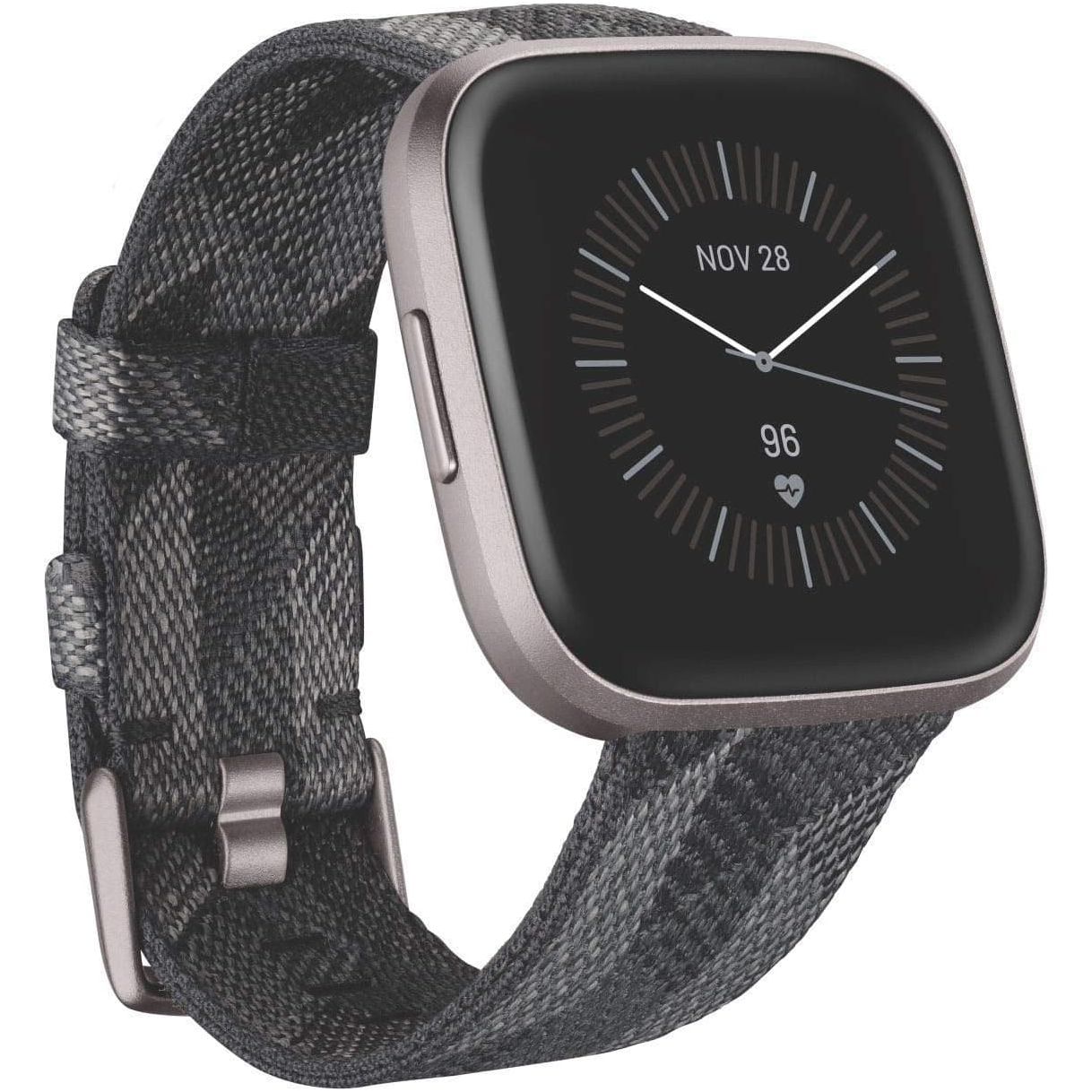 Fitbit Versa 2 Special Edition 40mm Mist Gray Aluminum Case and Smoke Woven Band with Voice Control, Sleep Score & Music