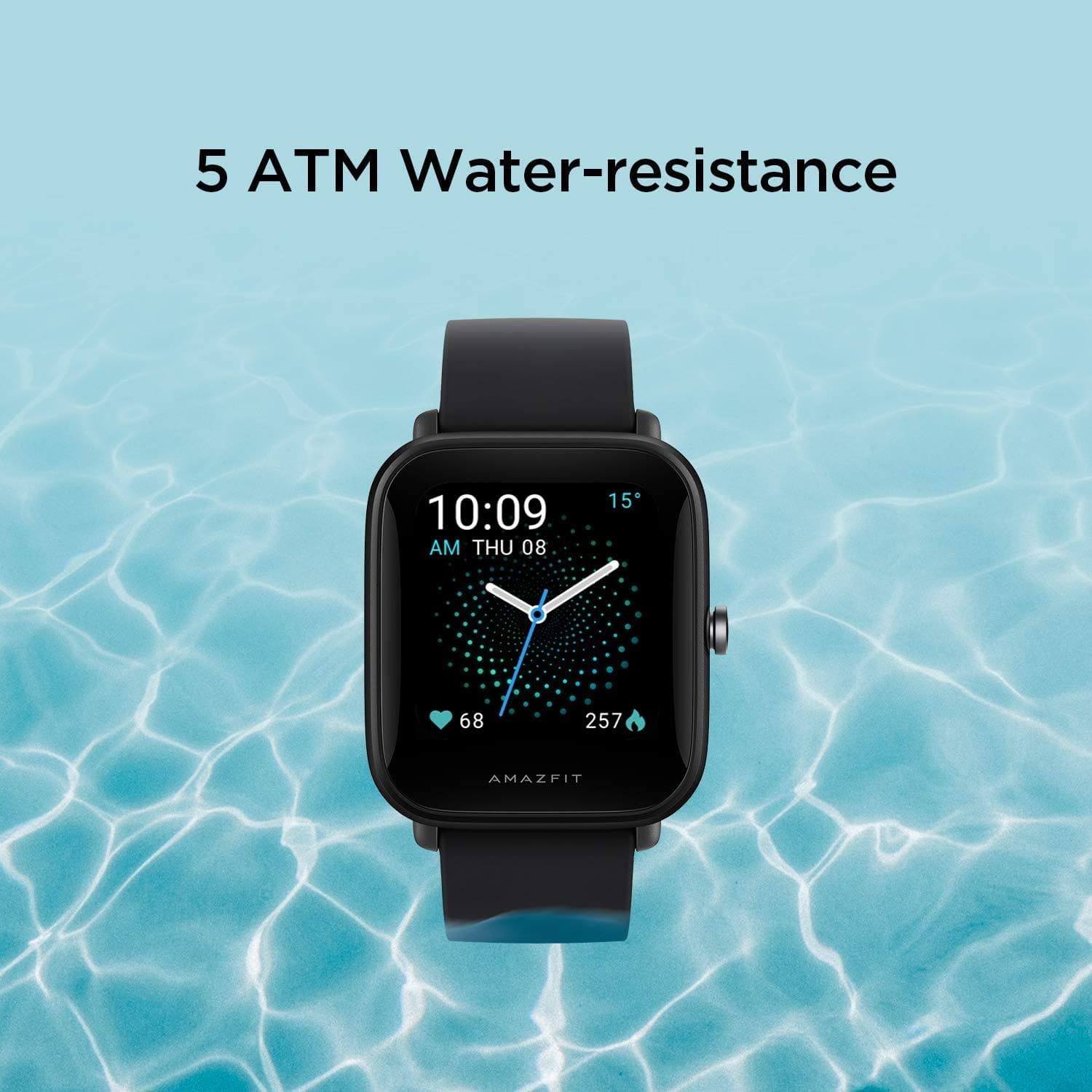 Amazfit Bip U Smartwatch Fitness Tracker with Heart Rate, Sleep, Stress, SpO2 Monitor, 1.43" Color Touch Screen, 5 ATM Waterproof, 60+ Sports Modes, 9 Day Battery Life, Black