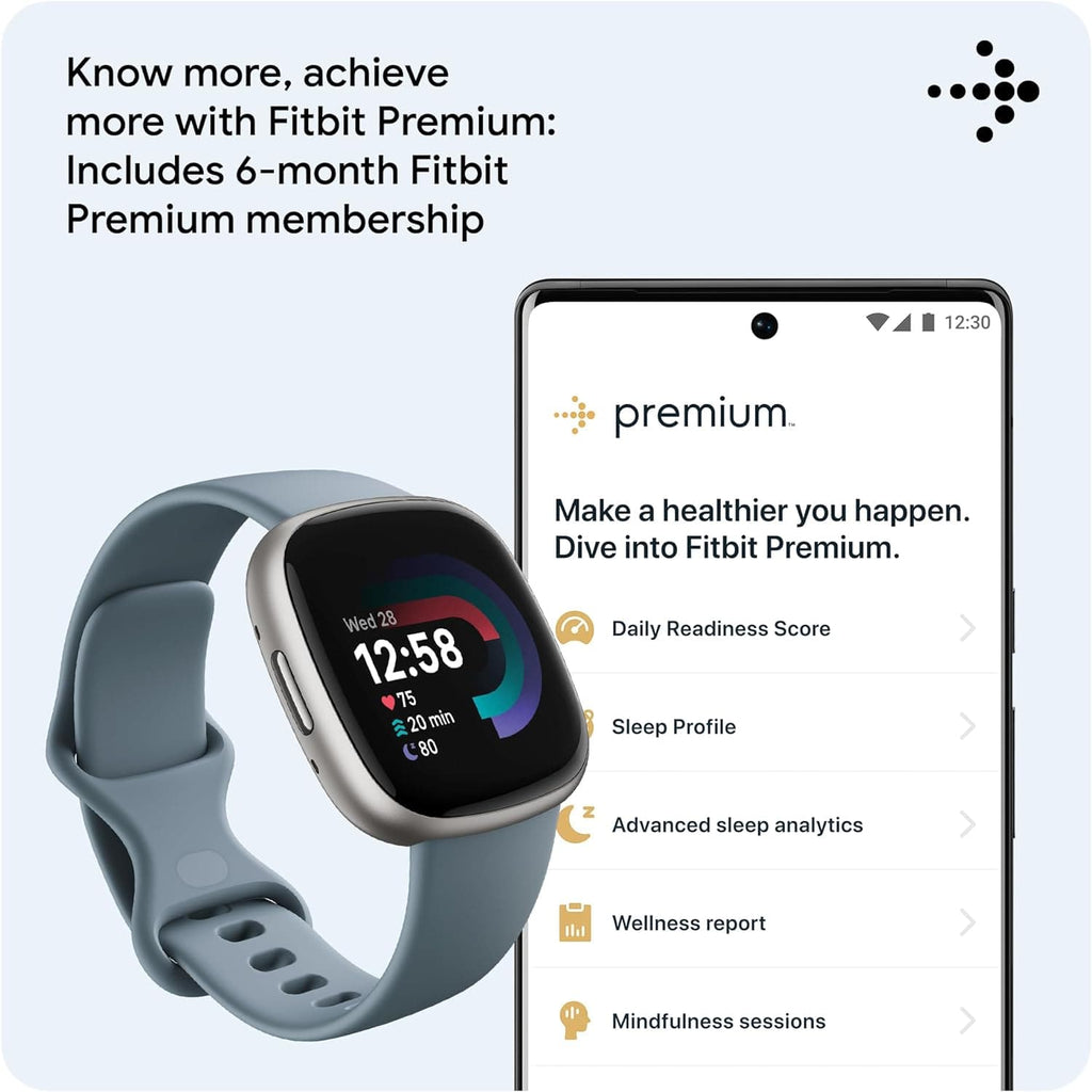 Fitbit Versa 4 Fitness Smartwatch with built-in GPS and up to 6 days battery life - compatible with Android and iOS.