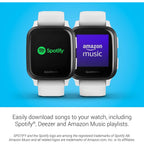 Garmin Venu Sq Music Amazon Exclusive GPS Smartwatch with All-day Health Monitoring and Fitness Features, Built-in Sports Apps and More, White with Slate Bezel