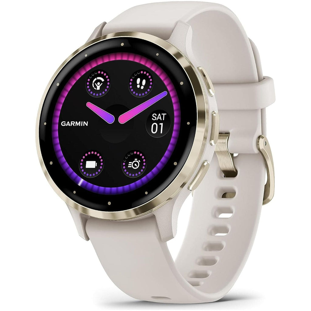 Garmin Venu 3S, AMOLED GPS smaller sized Smartwatch, All-day Advanced Health and Fitness Features, Voice Functionality, Music Storage, Wellness Smartwatch with up to 10 days battery life, Ivory