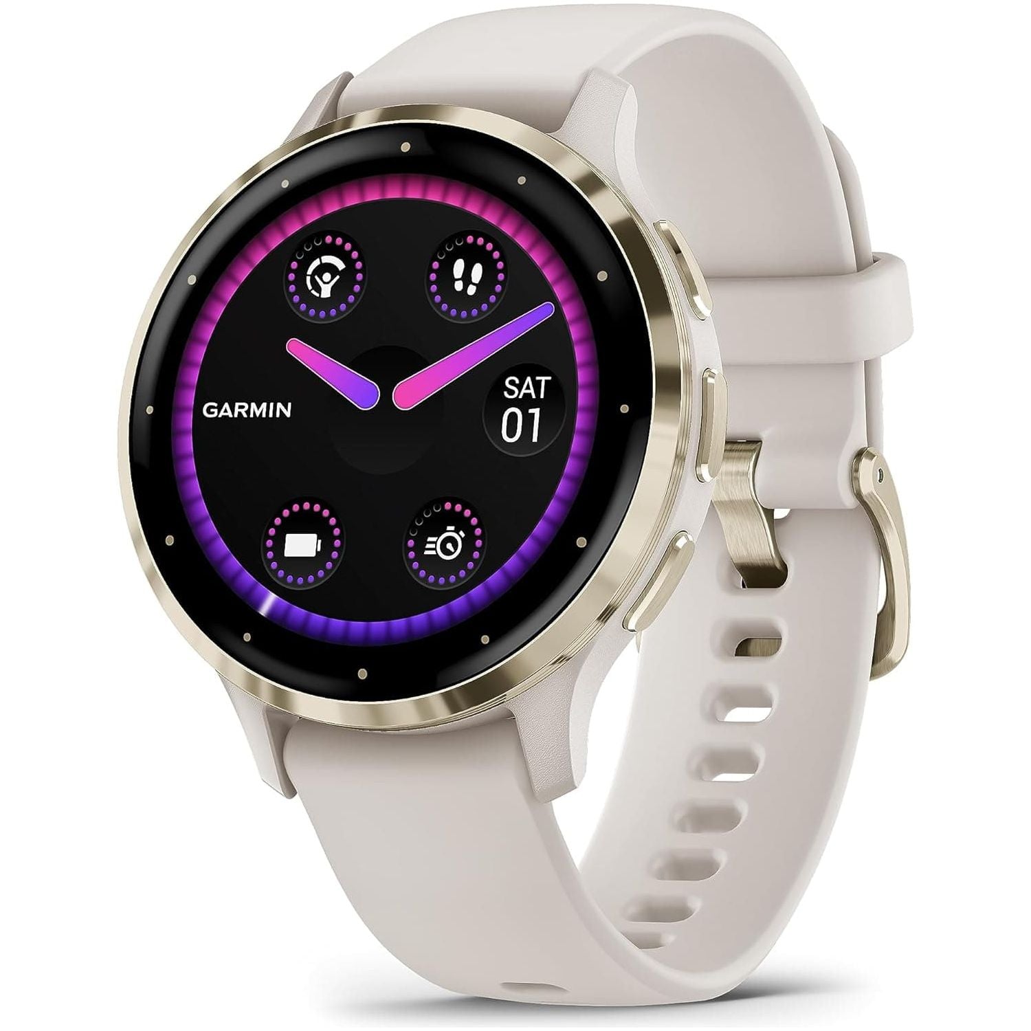 Garmin Venu 3S, AMOLED GPS smaller sized Smartwatch, All-day Advanced Health and Fitness Features, Voice Functionality, Music Storage, Wellness Smartwatch with up to 10 days battery life, Ivory