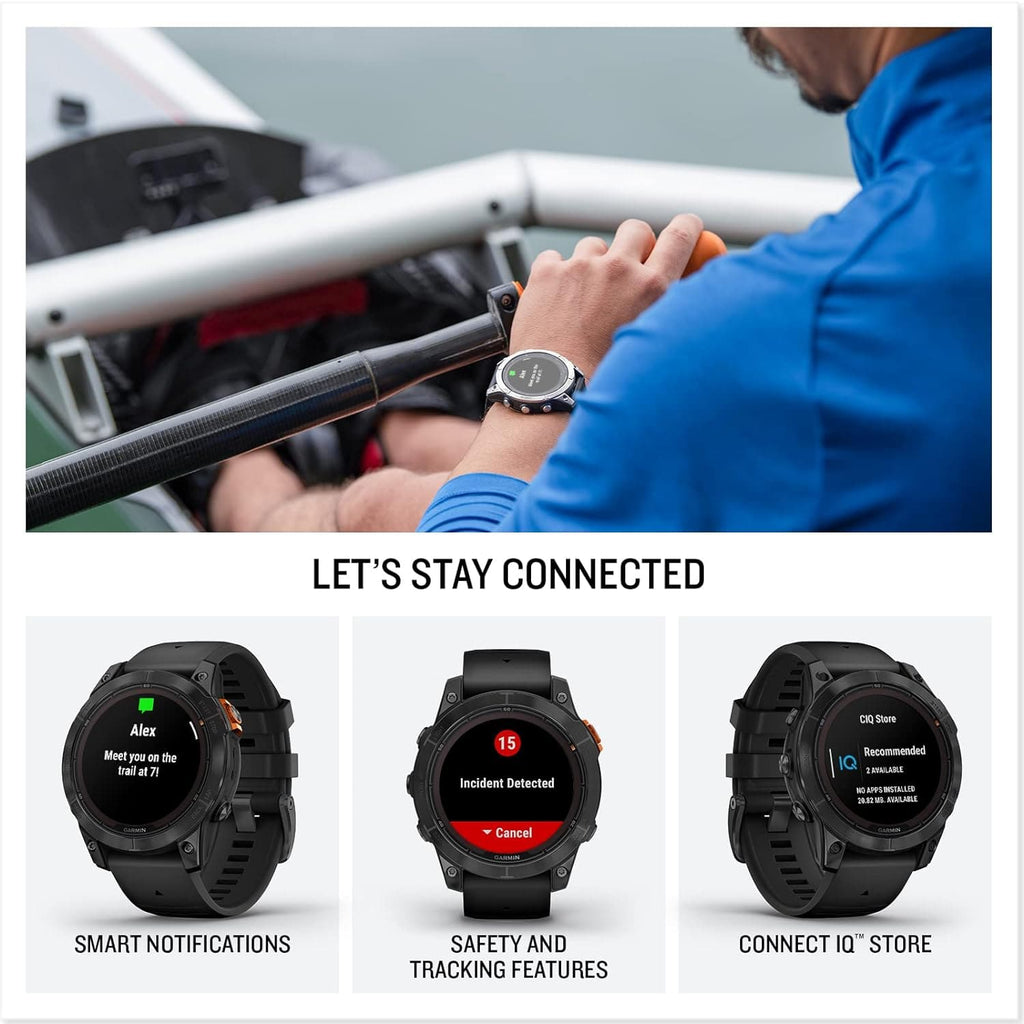 Garmin fēnix 7 PRO SOLAR, Premium Multisport GPS Smartwatch,Solar Charging, Advanced Training Features, Touchscreen and Buttons, Ultratough Design , Flash Light, Up to 22 days battery life, Black