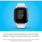 Garmin Venu Sq Music Amazon Exclusive GPS Smartwatch with All-day Health Monitoring and Fitness Features, Built-in Sports Apps and More, White with Slate Bezel