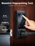 Contour Black - Smart Lock Doorbell Fingerprint WiFi with Handle, App Control, Anti-Peeping, Auto Lock, IP65, Weatherproof, 3D Biometric for Front Entry Door Black