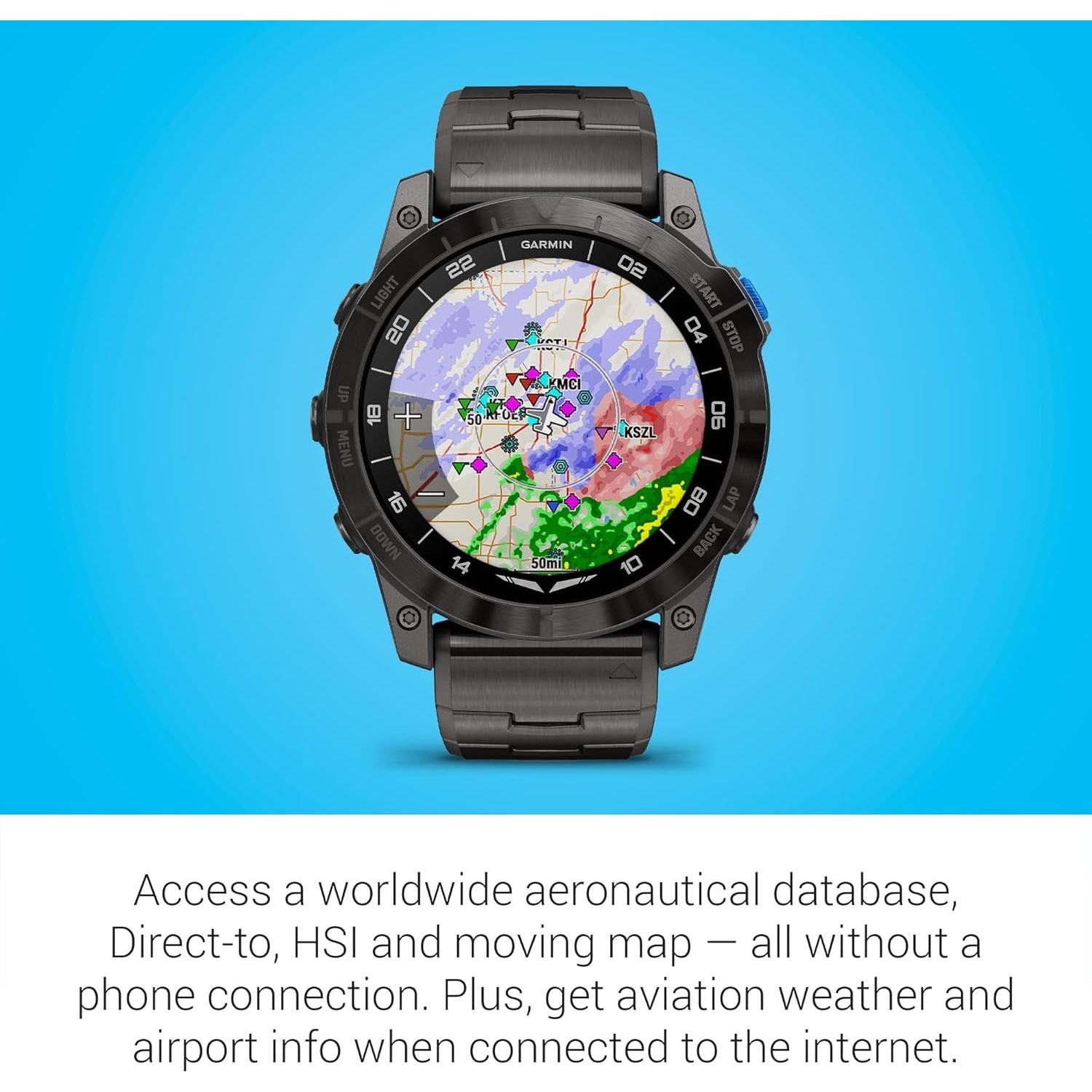 Garmin D2 Mach 1 Pro Aviator Smartwatch – GPS Moving Map, Aviation Weather, AMOLED Display, Flashlight