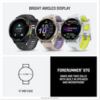 Garmin Forerunner 970 – Premium GPS Running & Triathlon Smartwatch with AMOLED Display, Built-in LED Flashlight, Titanium Case, Whitestone/Translucent Amp Yellow Band