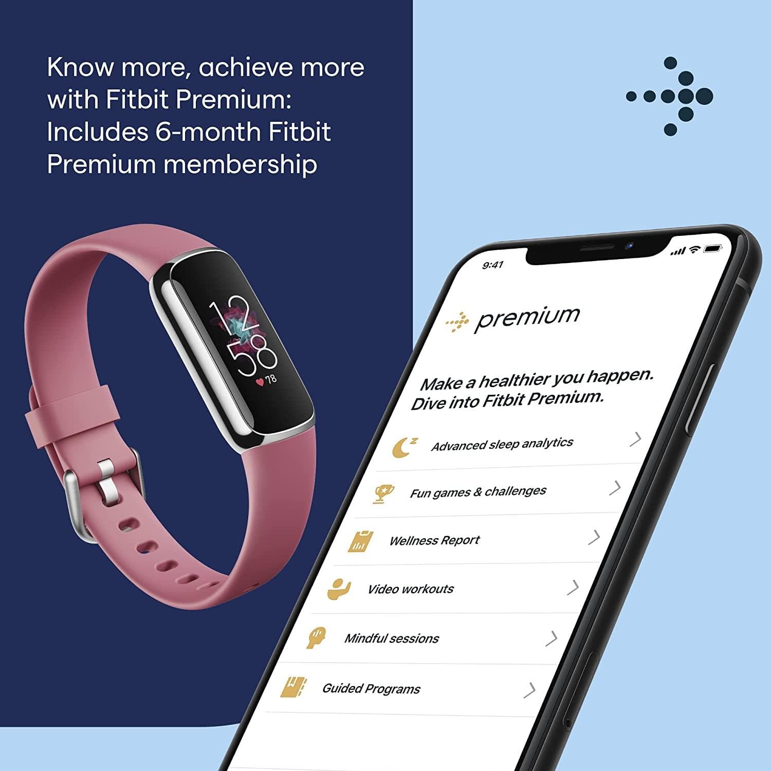 Fitbit Luxe Health & Fitness Tracker, Stress Management Tools and up to 5 Days Battery