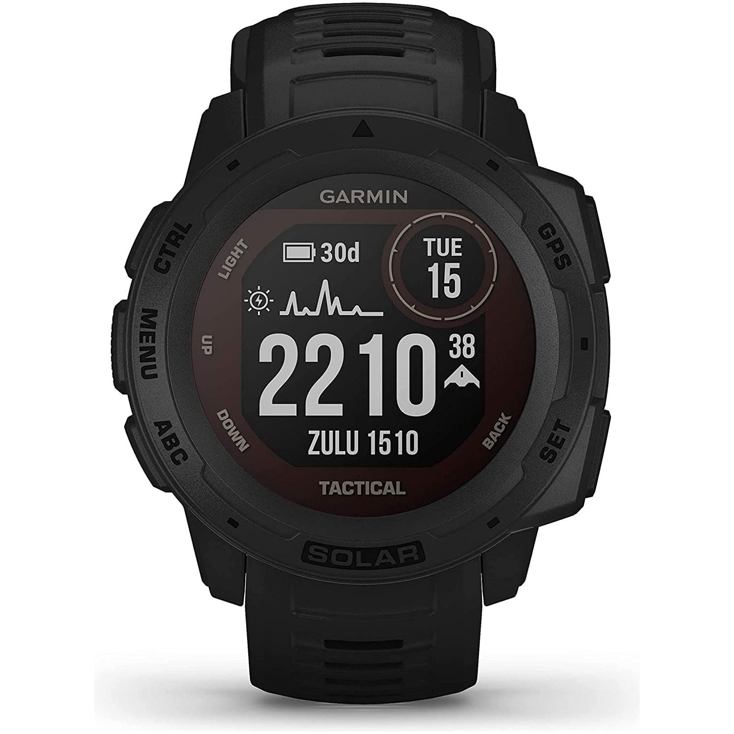 Garmin Instinct Solar Tactical, Solar-powered Rugged Outdoor Smartwatch with Tactical Features, Built-in Sports Apps and Health Monitoring, Black
