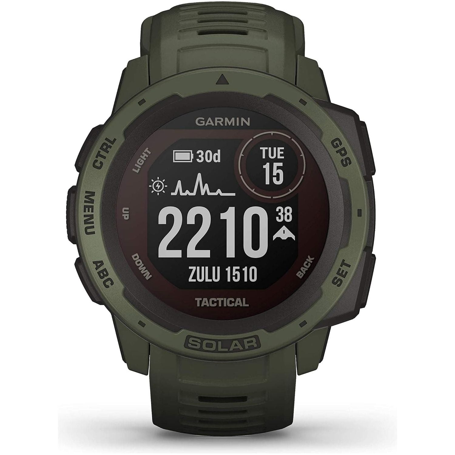 Garmin Instinct Solar Tactical, Solar-powered Rugged Outdoor Smartwatch with Tactical Features, Built-in Sports Apps and Health Monitoring - Moss Green