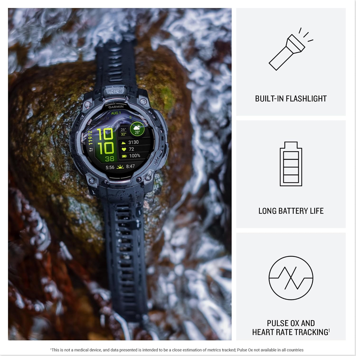 Garmin Instinct 3 GPS Smartwatch – 50mm, AMOLED, Neotropic