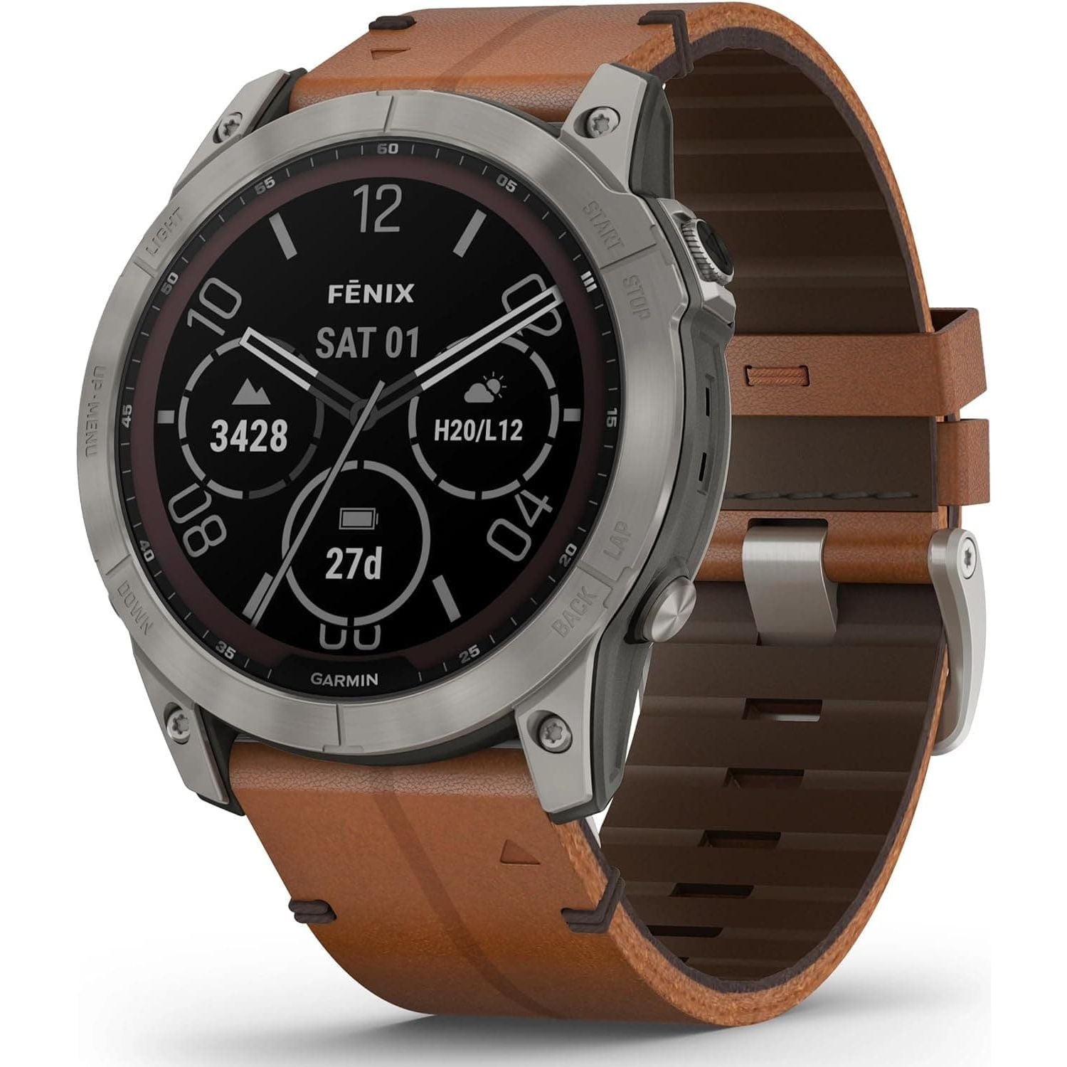 Garmin Fenix® 7X Sapphire Solar Edition Titanium with Chestnut Graphite Band Smartwatch