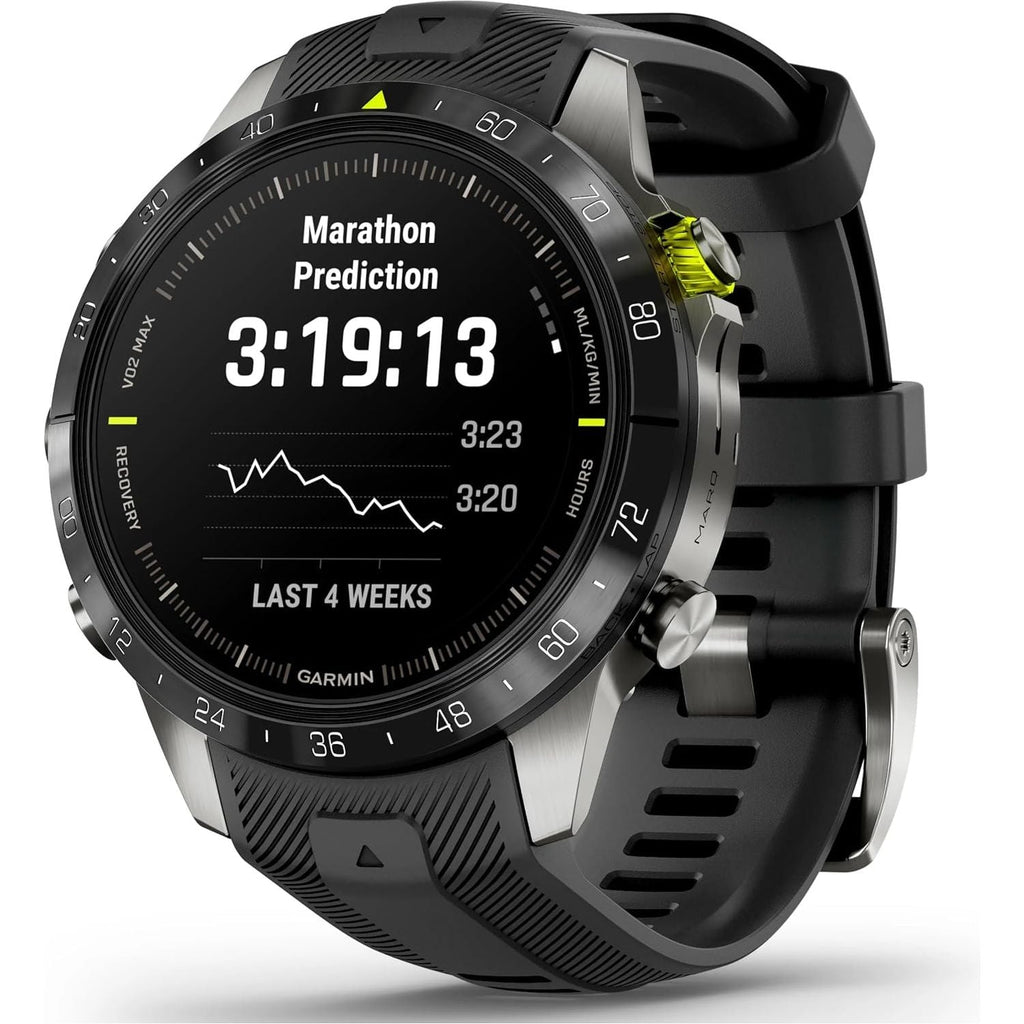 Garmin MARQ Athlete Gen 2 – 46mm Titanium Case, Black Bezel, Rubber Strap