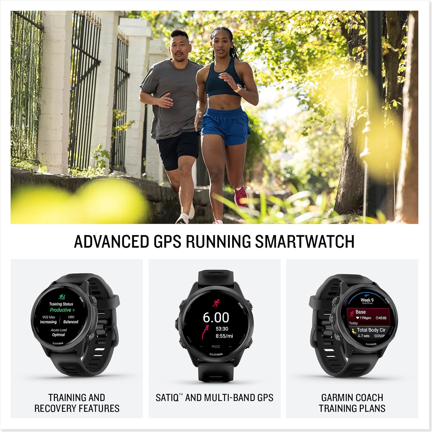 Garmin Forerunner 570 – 42mm Advanced GPS Running & Triathlon Smartwatch, AMOLED Display, Slate Gray Aluminum with Translucent Black/Black Band