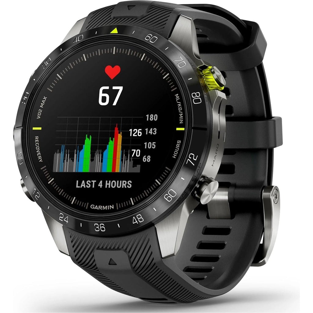 Garmin MARQ Athlete Gen 2 – 46mm Titanium Case, Black Bezel, Rubber Strap