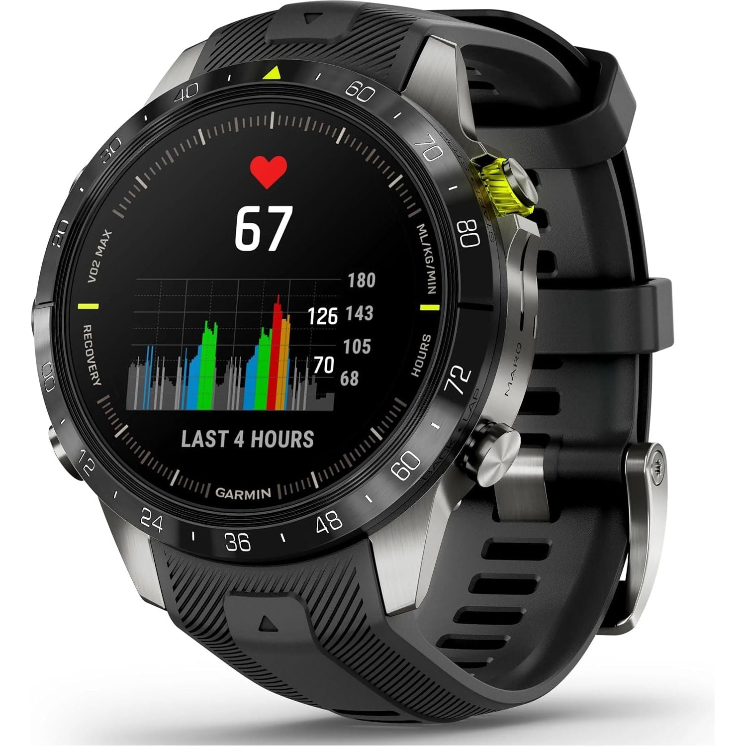 Garmin MARQ Athlete Gen 2 – 46mm Titanium Case, Black Bezel, Rubber Strap