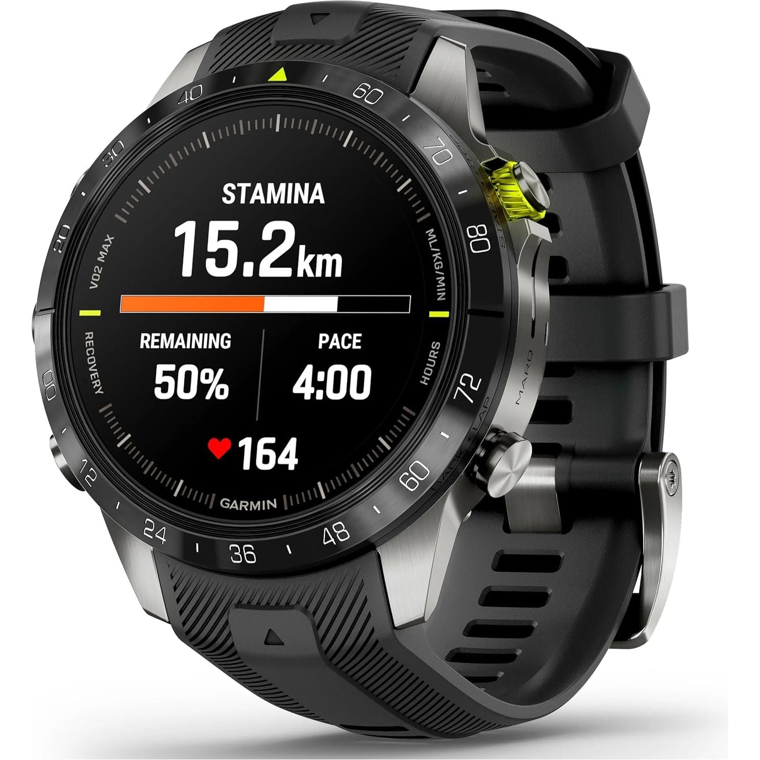 Garmin MARQ Athlete Gen 2 – 46mm Titanium Case, Black Bezel, Rubber Strap