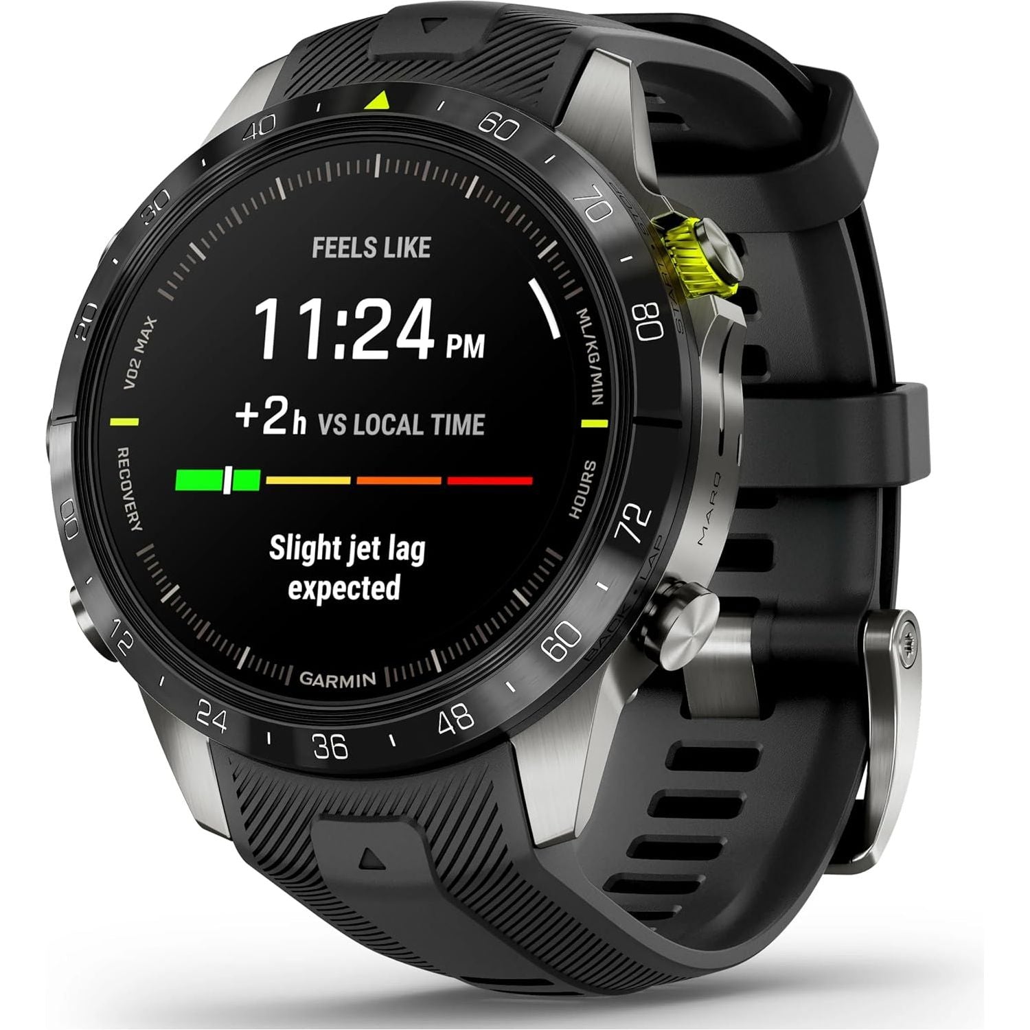 Garmin MARQ Athlete Gen 2 – 46mm Titanium Case, Black Bezel, Rubber Strap