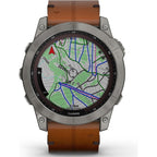 Garmin Fenix® 7X Sapphire Solar Edition Titanium with Chestnut Graphite Band Smartwatch