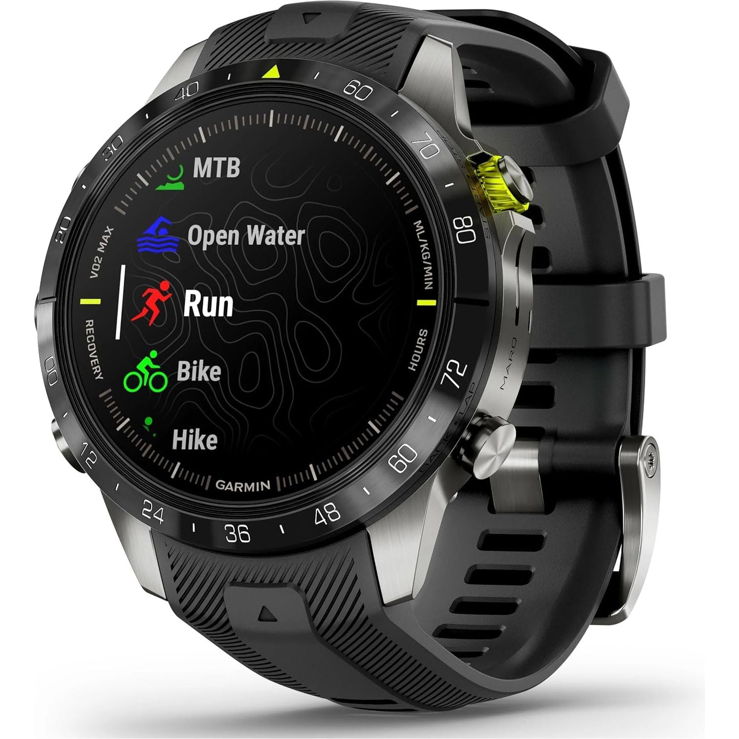 Garmin MARQ Athlete Gen 2 – 46mm Titanium Case, Black Bezel, Rubber Strap