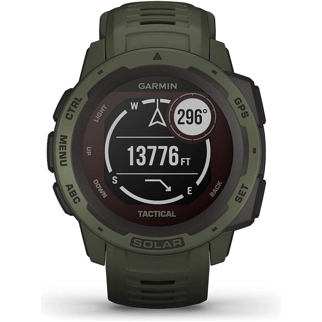 Garmin Instinct Solar Tactical, Solar-powered Rugged Outdoor Smartwatch with Tactical Features, Built-in Sports Apps and Health Monitoring - Moss Green