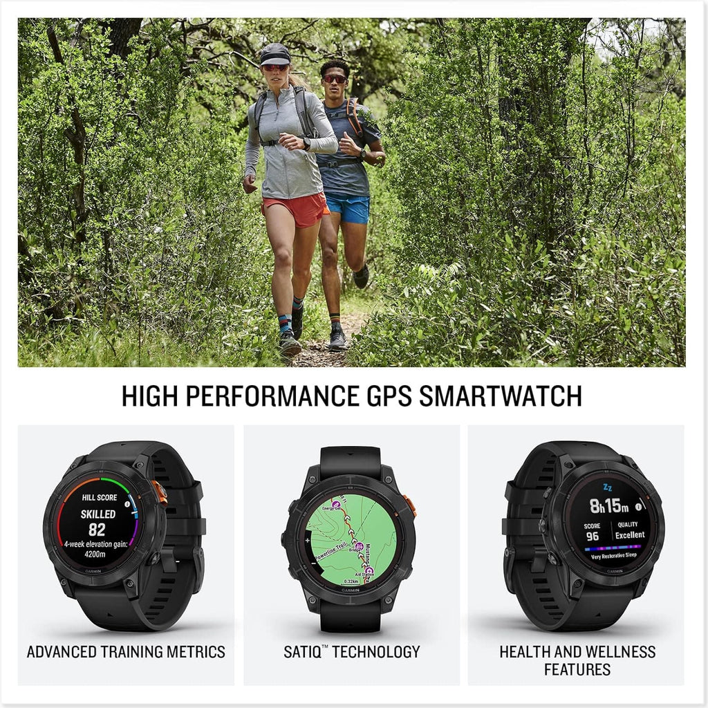 Garmin fēnix 7 PRO SOLAR, Premium Multisport GPS Smartwatch,Solar Charging, Advanced Training Features, Touchscreen and Buttons, Ultratough Design , Flash Light, Up to 22 days battery life, Black