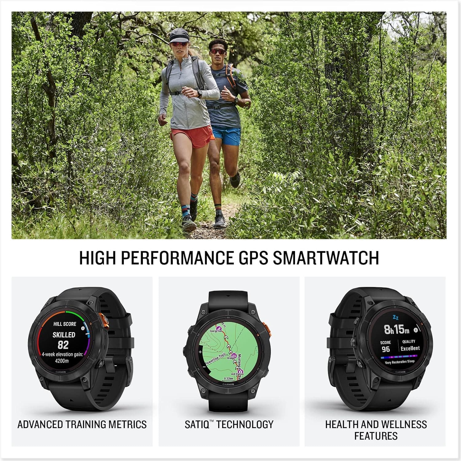 Garmin fēnix 7 PRO SOLAR, Premium Multisport GPS Smartwatch,Solar Charging, Advanced Training Features, Touchscreen and Buttons, Ultratough Design , Flash Light, Up to 22 days battery life, Black