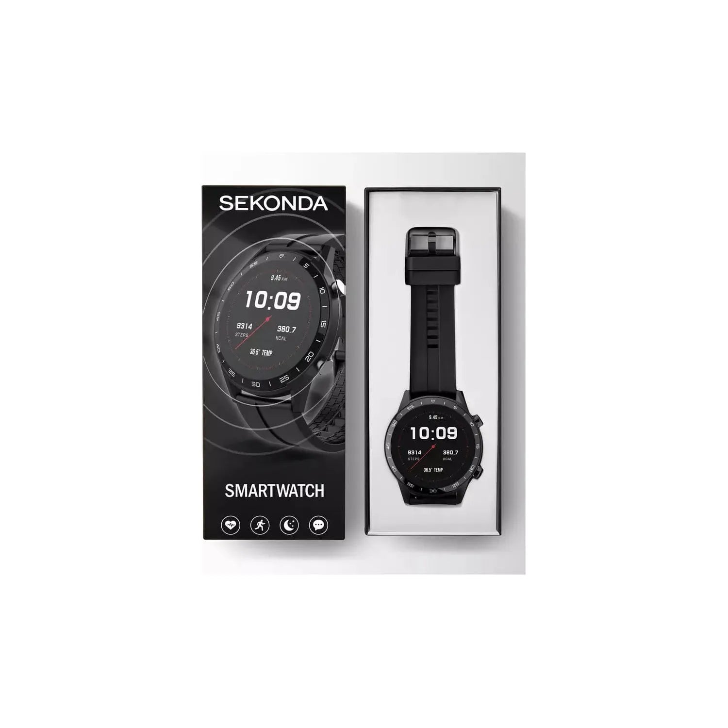 Sekonda Black Silicone Strap Smart Watch