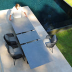 Dekota 8 Seat Rope Extending Dining Set in Charcoal