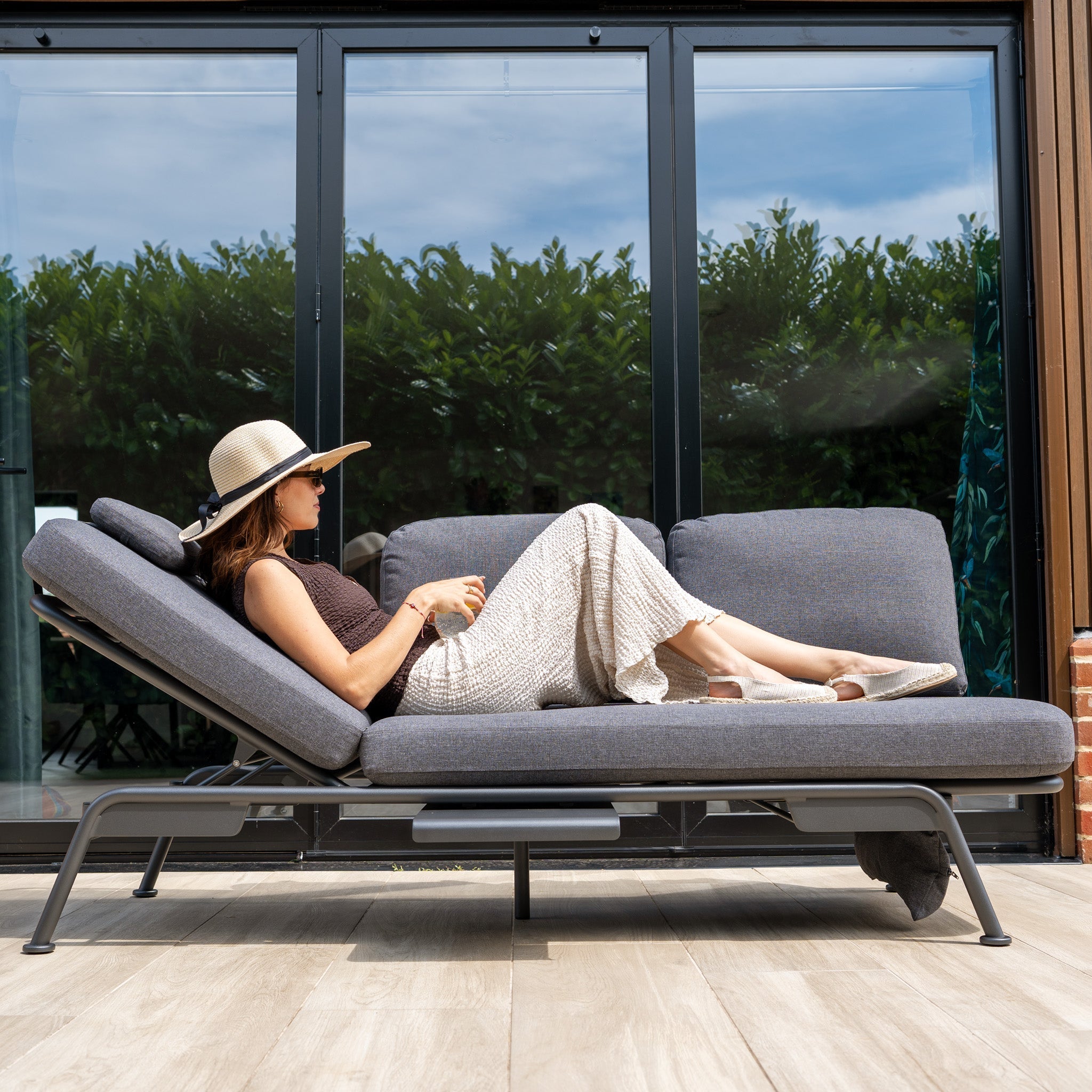 Alba 3 Seat Sofa with Sun Lounger Feature in Charcoal